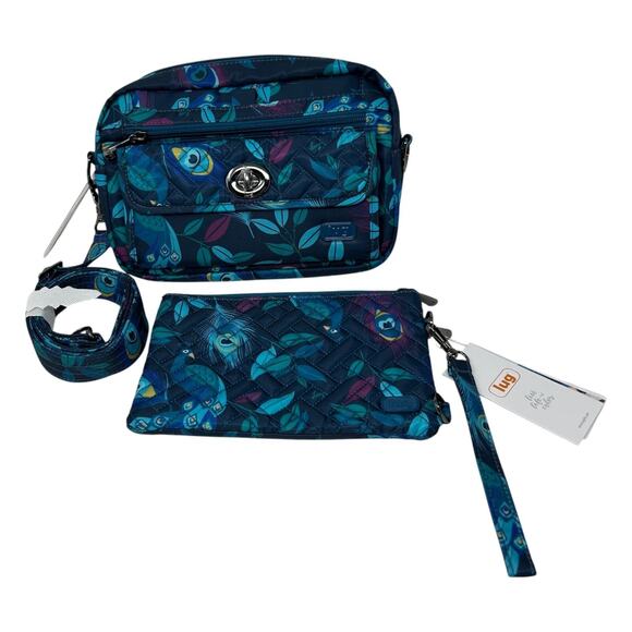 Lug Switch & Peekaboo Set Peacock Multi Crossbody Bag RFID Detachable Pouch Blue - Picture 2 of 16